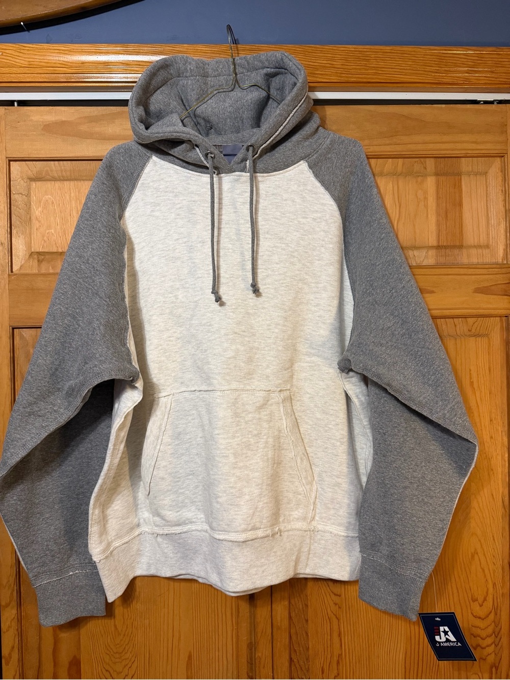 J. America Two-Tone Gray & Light Gray Hooded Pullover